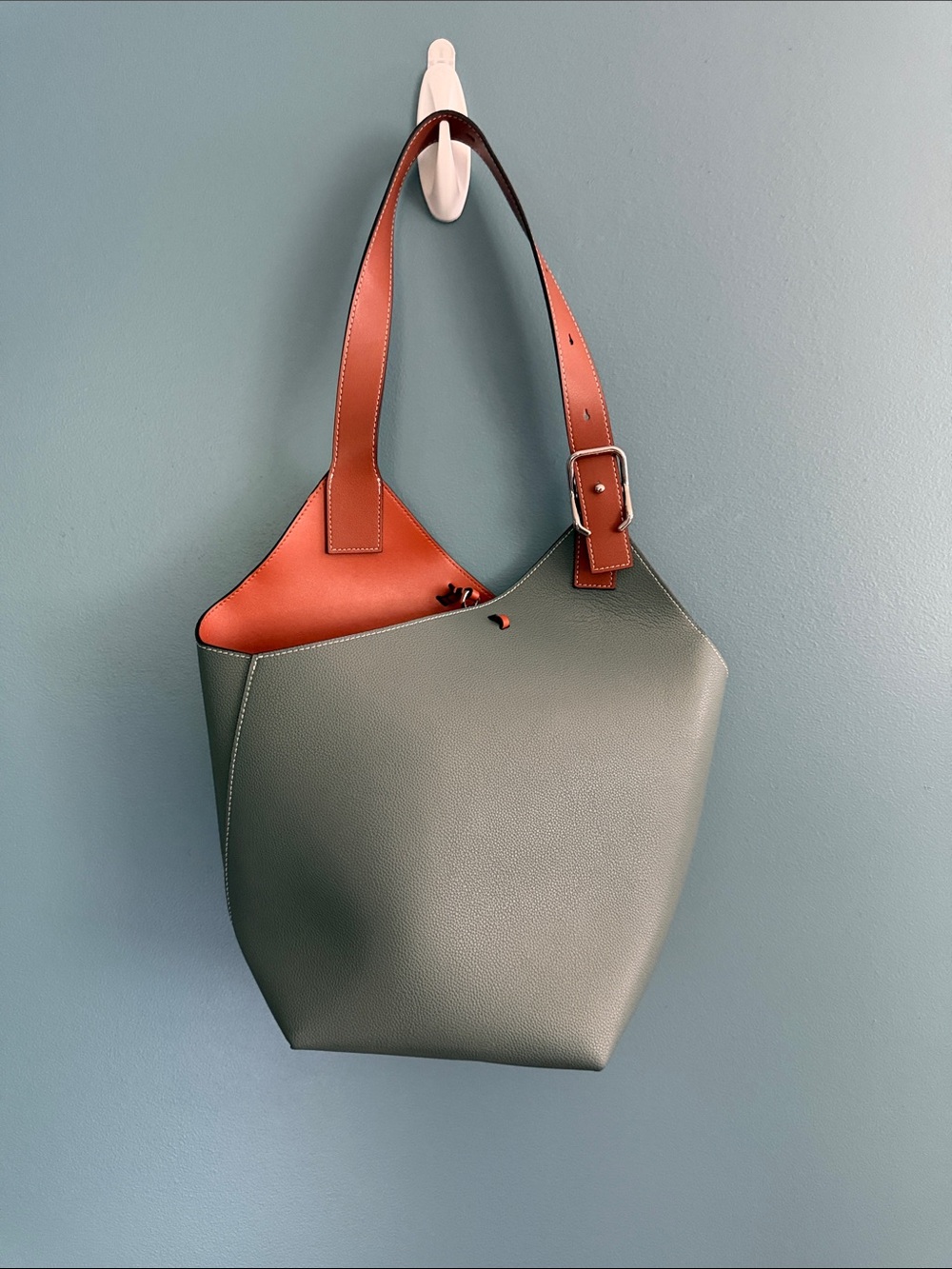 MDBM Madison de Beaute Marseille Blue-Green and Camel Two-Tone Medium Tote Bag